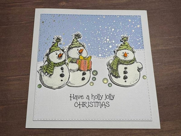 Weihnachten: Schneemänner - Geschenkboten grün
