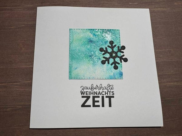 Weihnachten: Schneestern schwarz auf türkis - III