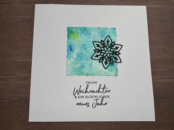Weihnachten: Schneestern schwarz auf türkis - 4