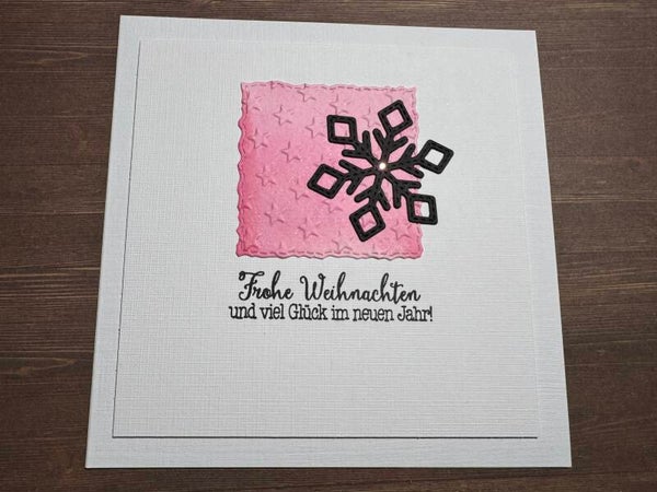 Weihnachten: Schneestern schwarz auf rosa - I