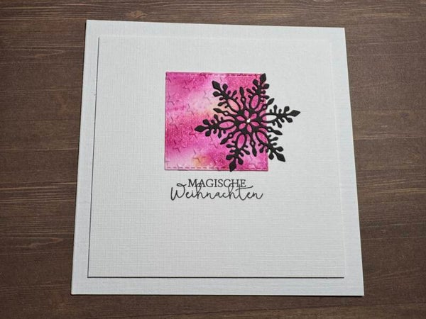 Weihnachten: Schneestern schwarz auf rosa - II