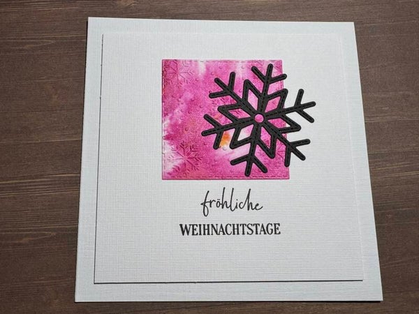 Weihnachten: Schneestern schwarz auf rosa - III