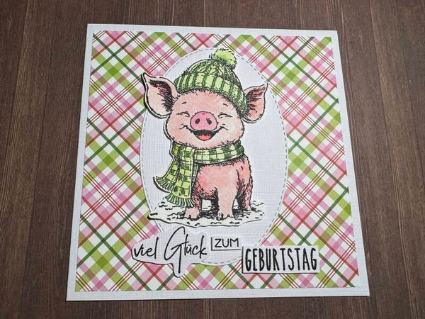 Geburtstag: Geburtstagsschweinchen Frenkie mit grüner Mütze