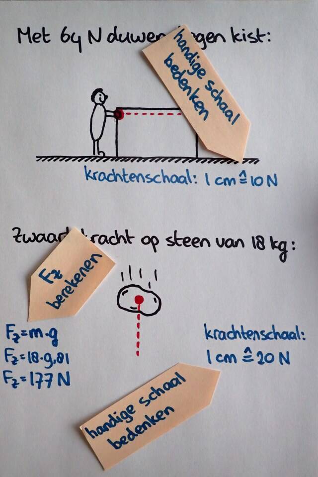 Een kracht tekenen, stap 3: krachtenschaal. | natuurkundesite.nl
