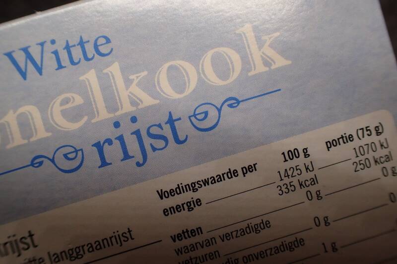 witte rijst - 1425 kJ per 100 g