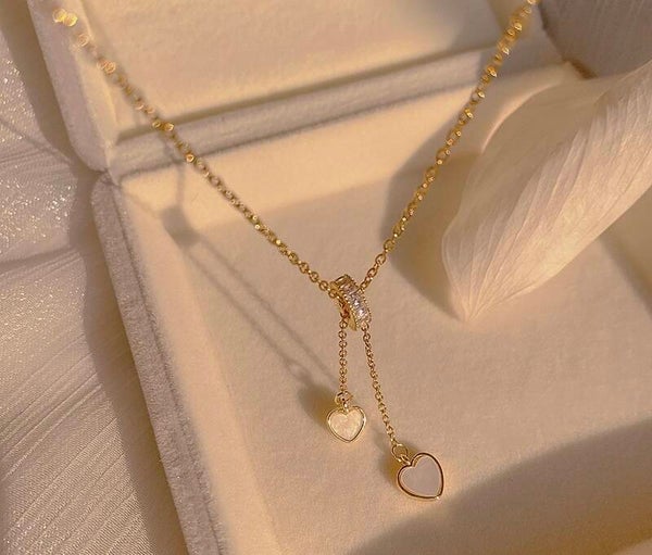 Edelstahl Halskette mit Herzanhängern