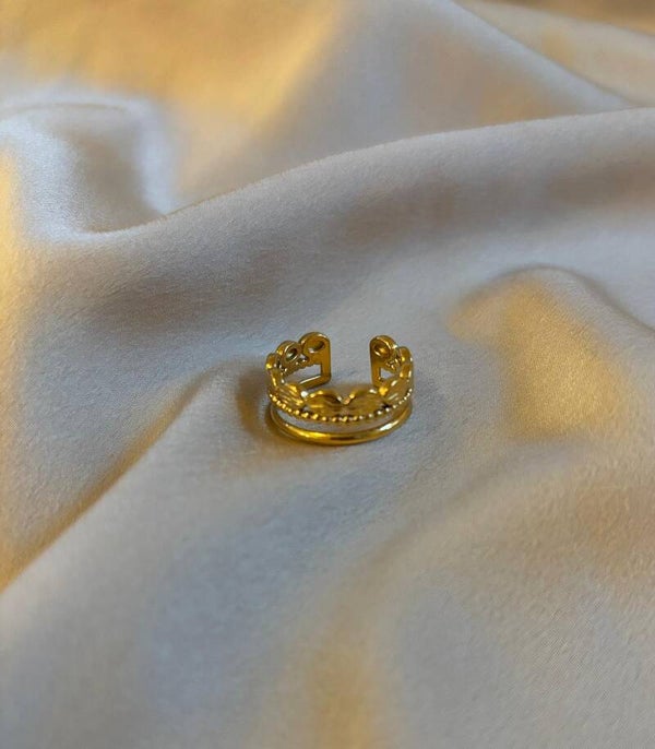 Verstellbarer Edelstahlring mit Rundperlen-Design