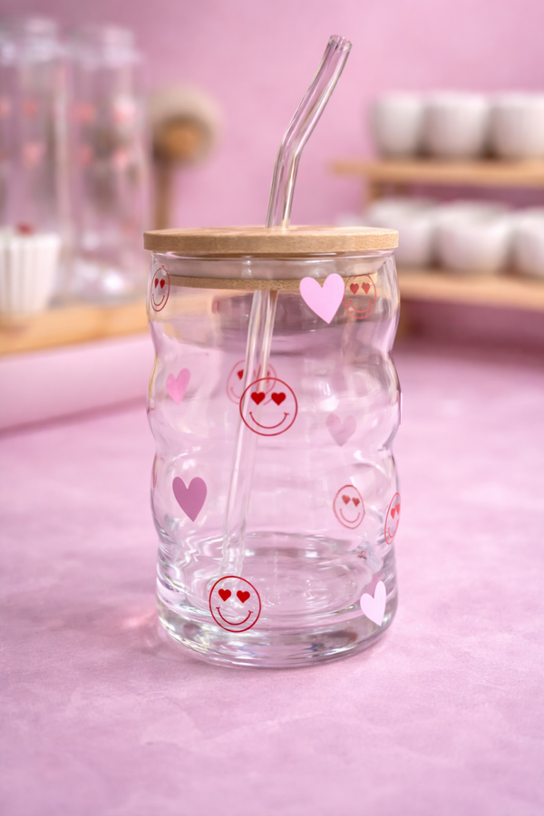 Bubble Trinkglas Love Emoji