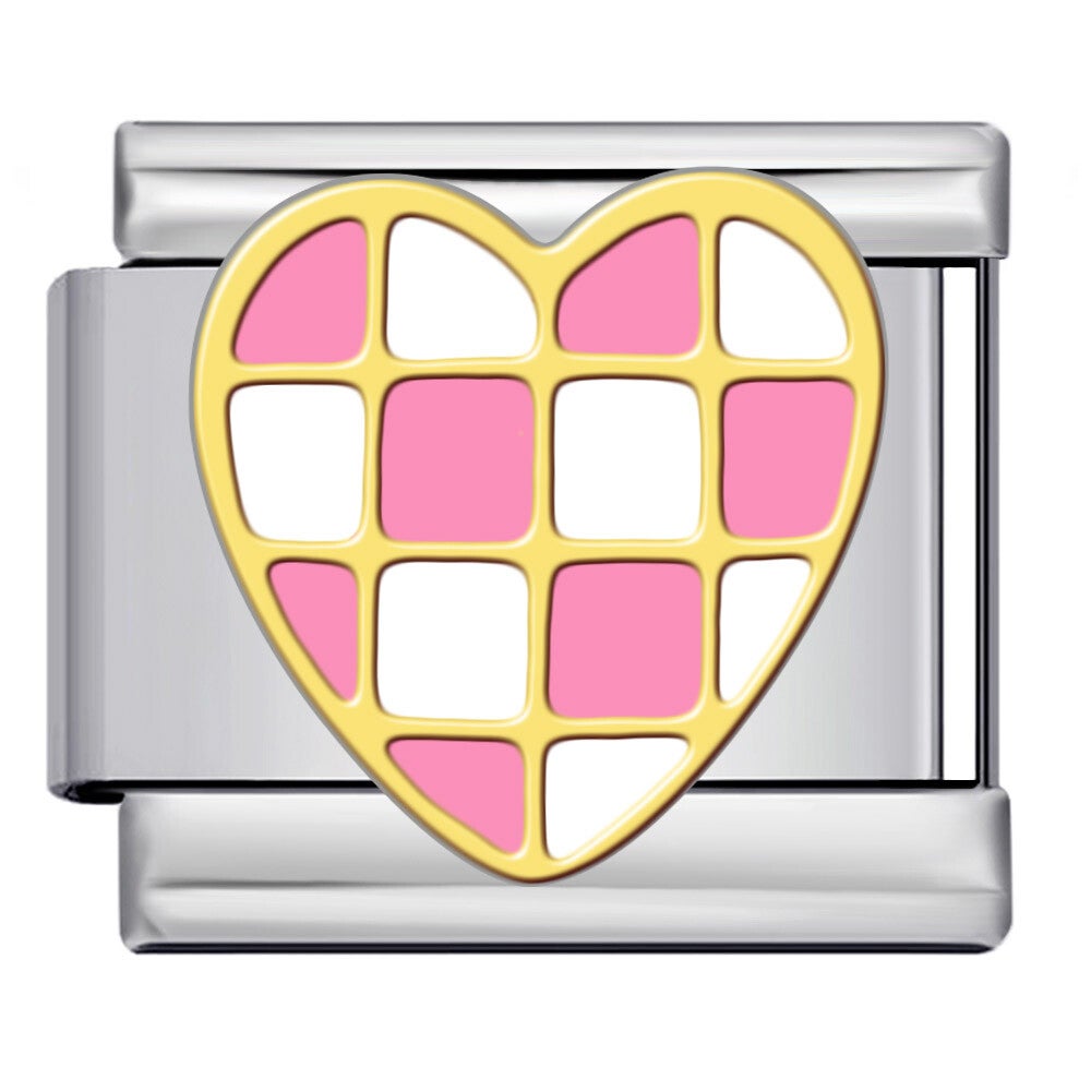 Pink Checkerboard Heart Charm