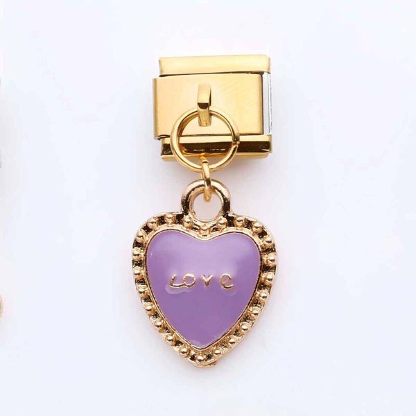 Lavender Love Heart Charm