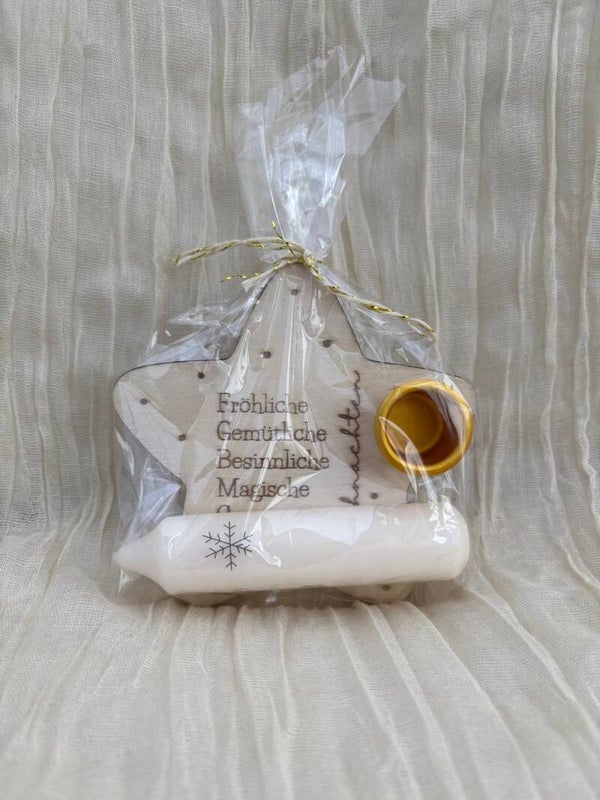 Holzstern mit Kerze – festliches Mini-Geschenk