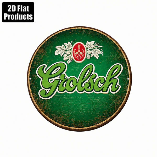 Grolsh metalen bord rond ( diameter 20 cm )