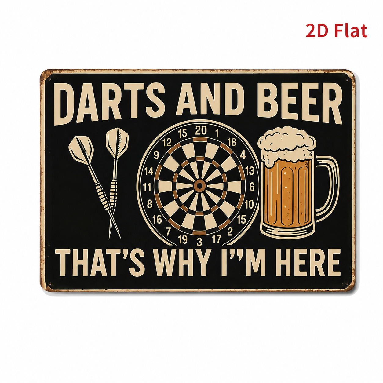 Darts and Beer metalen bord ( 30 cm x 20 cm )