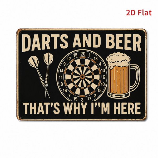 Darts and Beer metalen bord ( 30 cm x 20 cm )