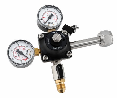 CO₂ Drukregelaar Standaard | meter 0-6 bar, werkdruk 3 bar | 1 uitgang met 3/8" flare