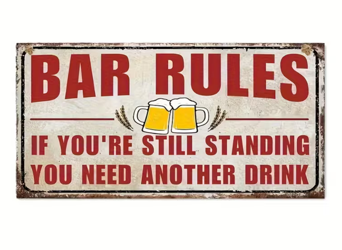 Bar rules houten bordje ( 10 cm x 20 cm )