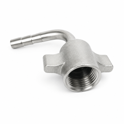 Slang tule flare 90º gebogen met vleugelmoer 3/8" | doorstroom 5,0 mm | uitvoering: RVS 304