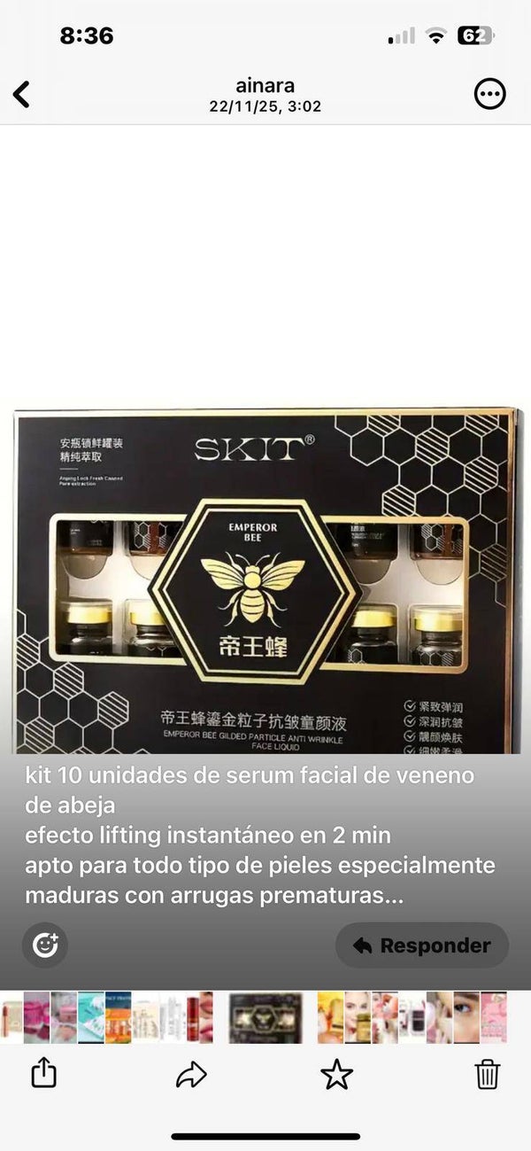 Kit de 10 unidades de serúm facial veneno de abeja