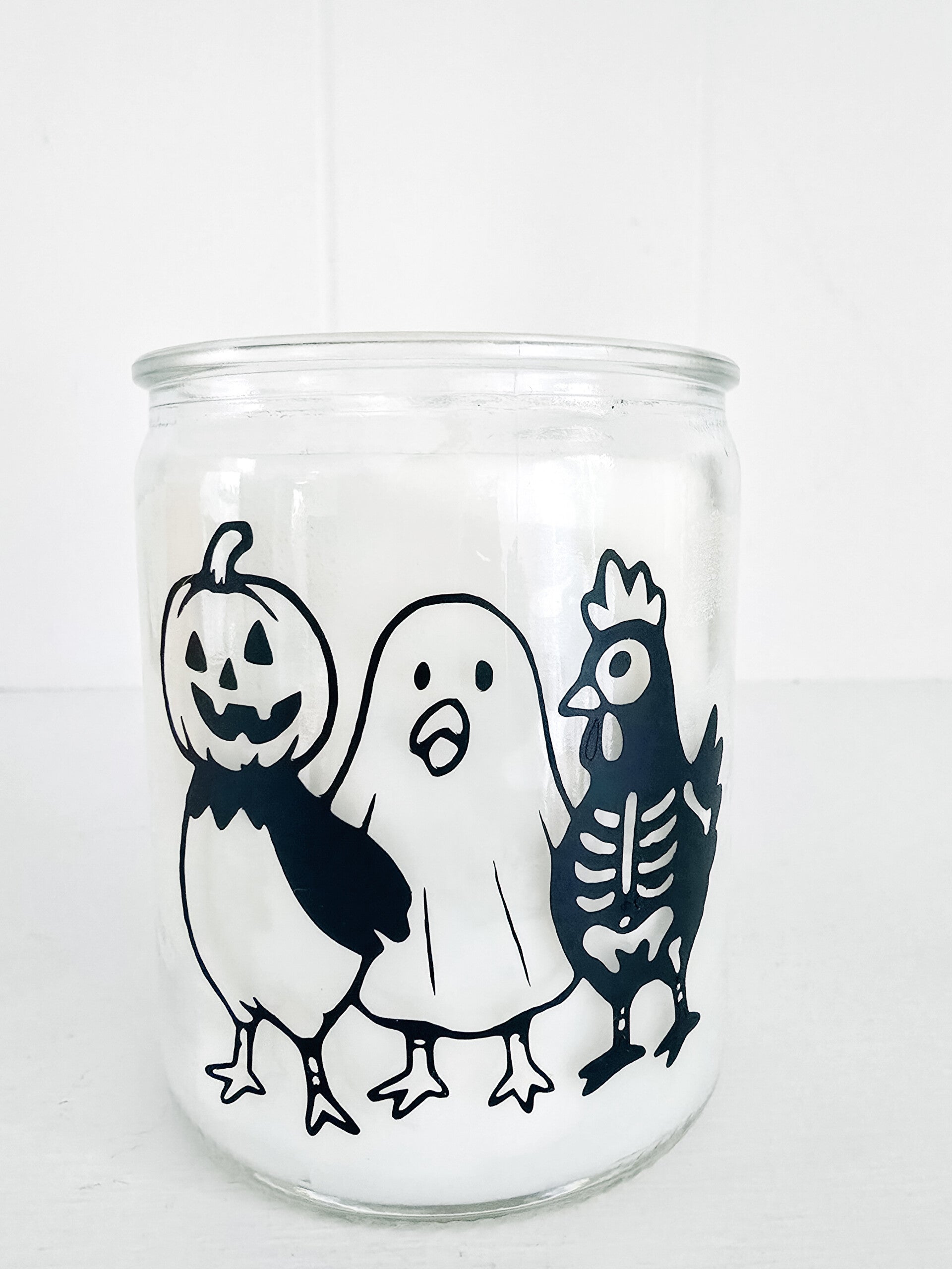 Halloween kaars met kip - wit