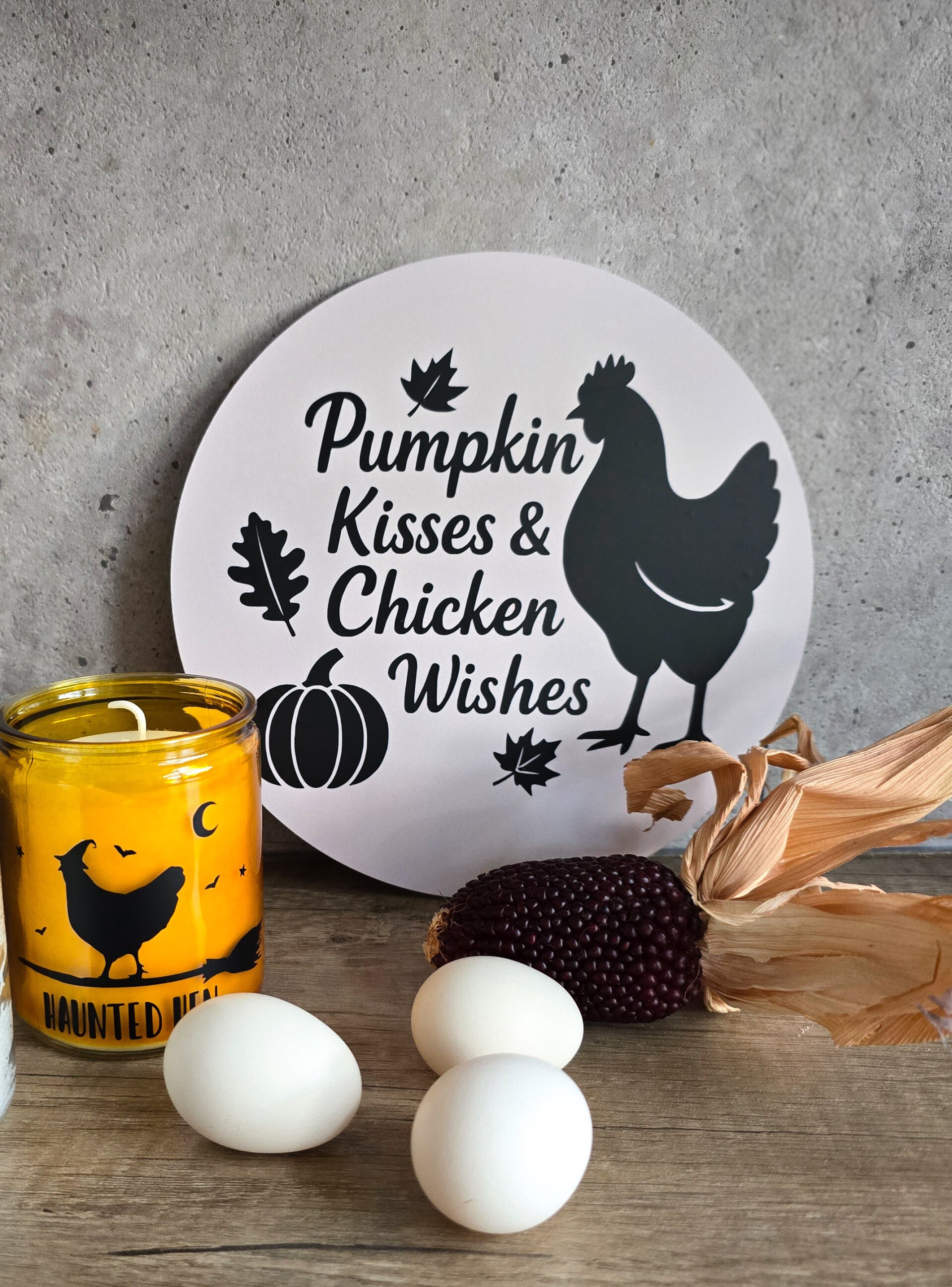 Herfst wandbordje met kip