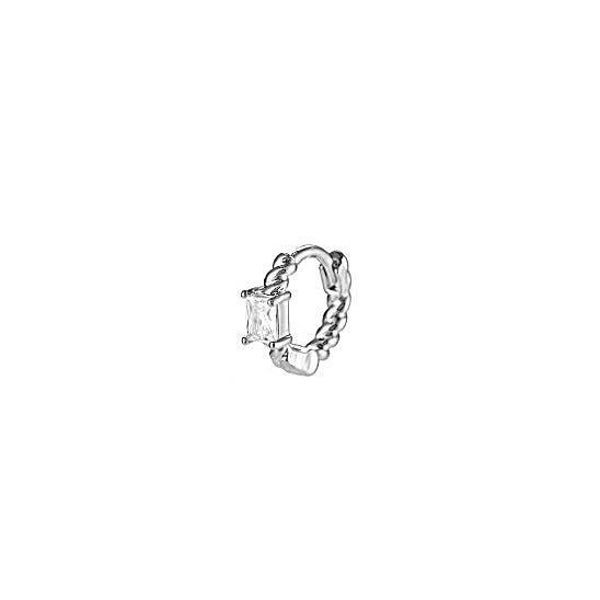Solitaire Emerald Hoop Zilver