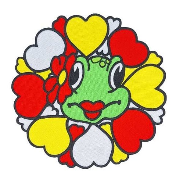Kikker met bloem rondom hartjes groot