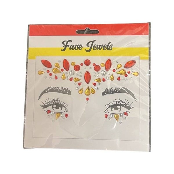 Face & body jewels rood, wit & geel.