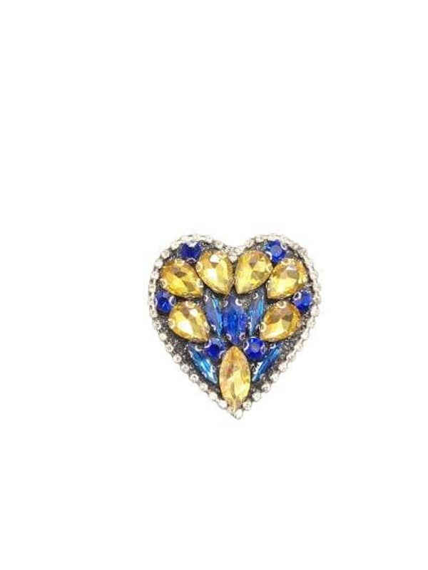 Blauw geel hart met stenen