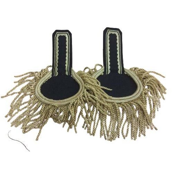 Luxe zwarte set epauletten met goud.