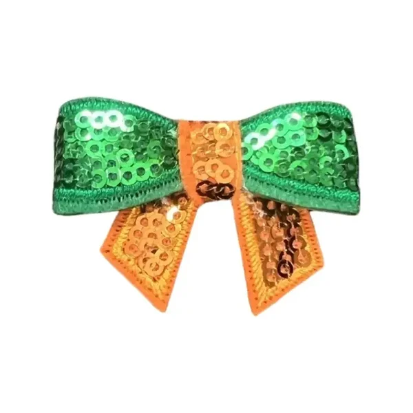 Strikje pailletten groen/oranje