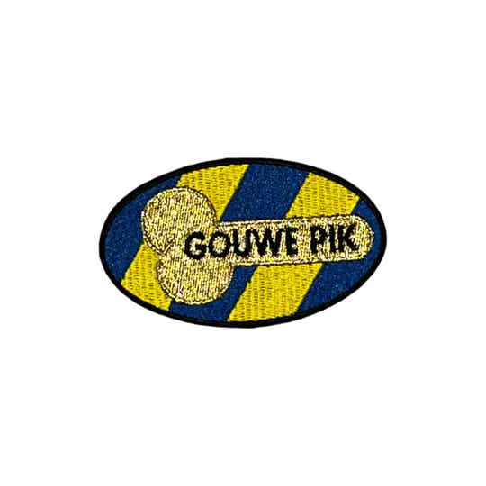 Embleem gouwe pik blauw geel. KR184