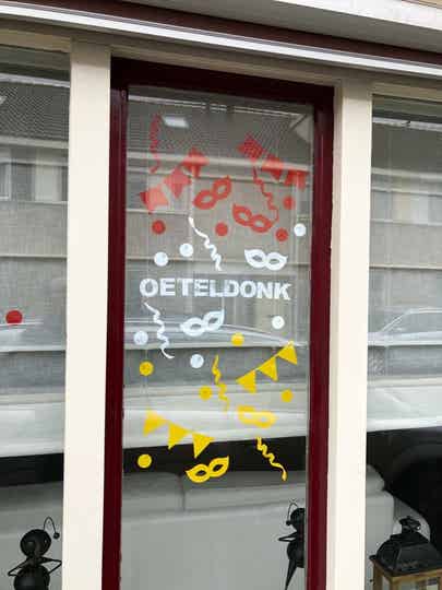 Herbruikbare statische raamstickers Oeteldonk