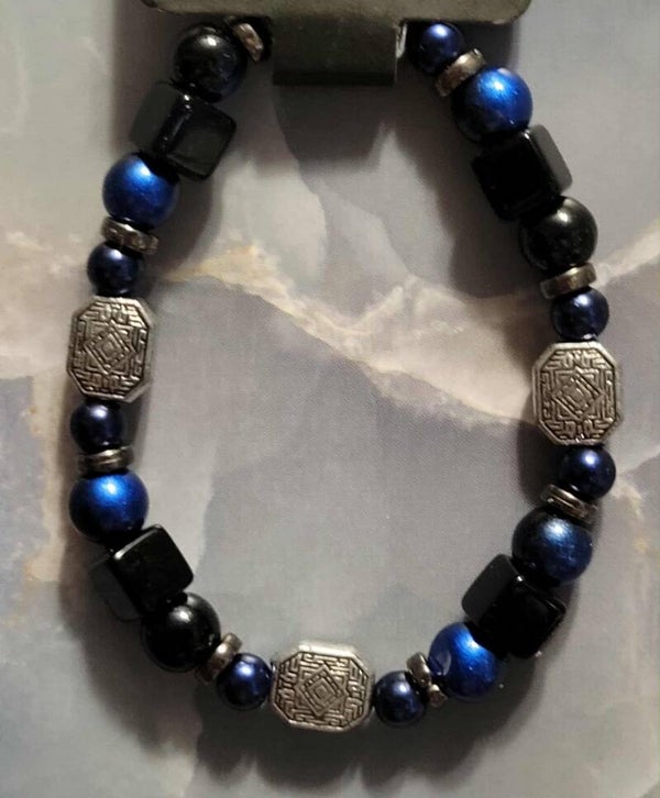 blue and black bracelet