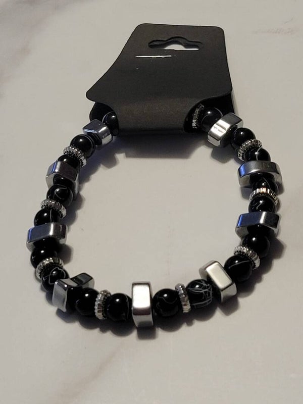 Black and silver bracelet