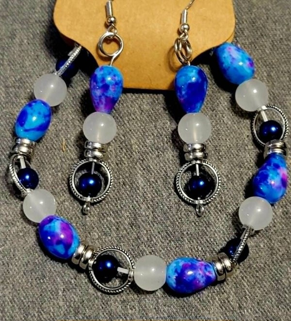 blue bracelet/earring set