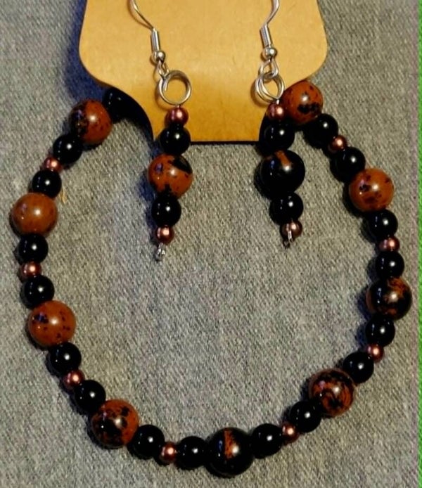 brown bracelet/earring set