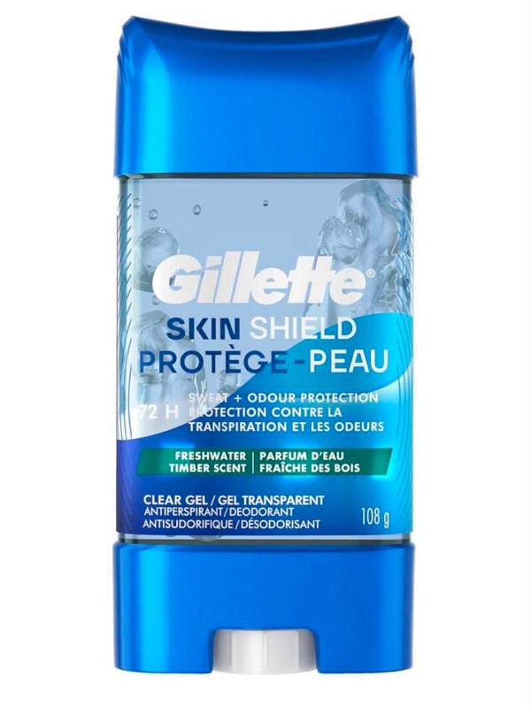 Gillette Skin Shield – Freshwater Timber, gel transparent, 108 g.