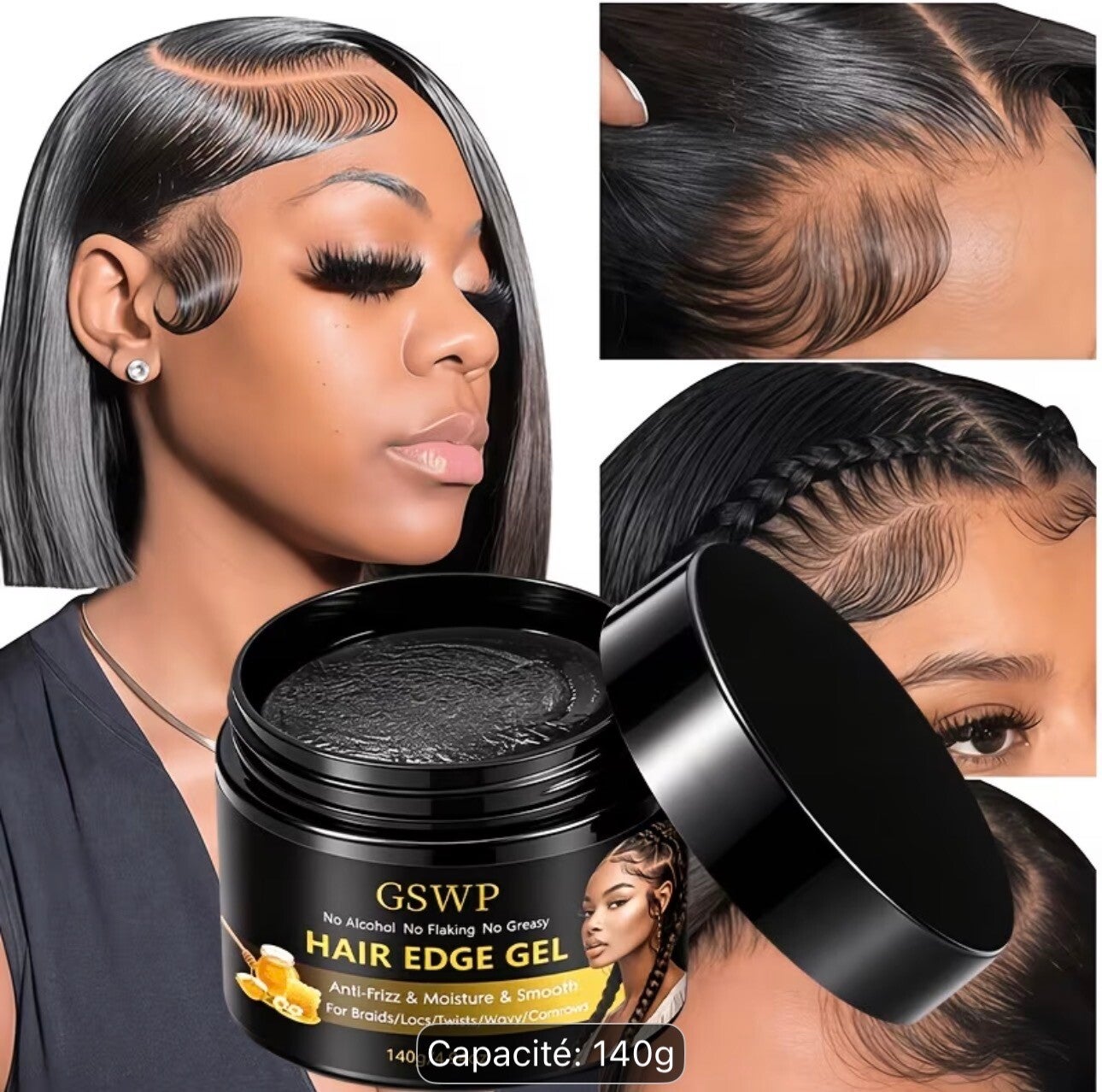 GSWP Gel à Bords Miel Africain à Tenue Extra-Forte. Tenue Longue Durée, Convient aux Tresses, Permanentes Partielles, Boucles, Vagues et Cornrows. Se Lave Facilement sans Laisser de Résidu Blanc. Fait un Excellent Cadeau. 140g