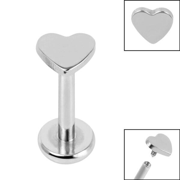 Titanium heart labret stud