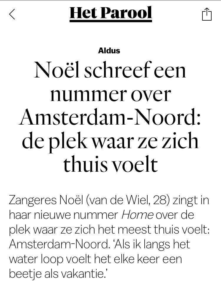 Noël van de Wiel interview in het Parool over haar nieuwste single Home