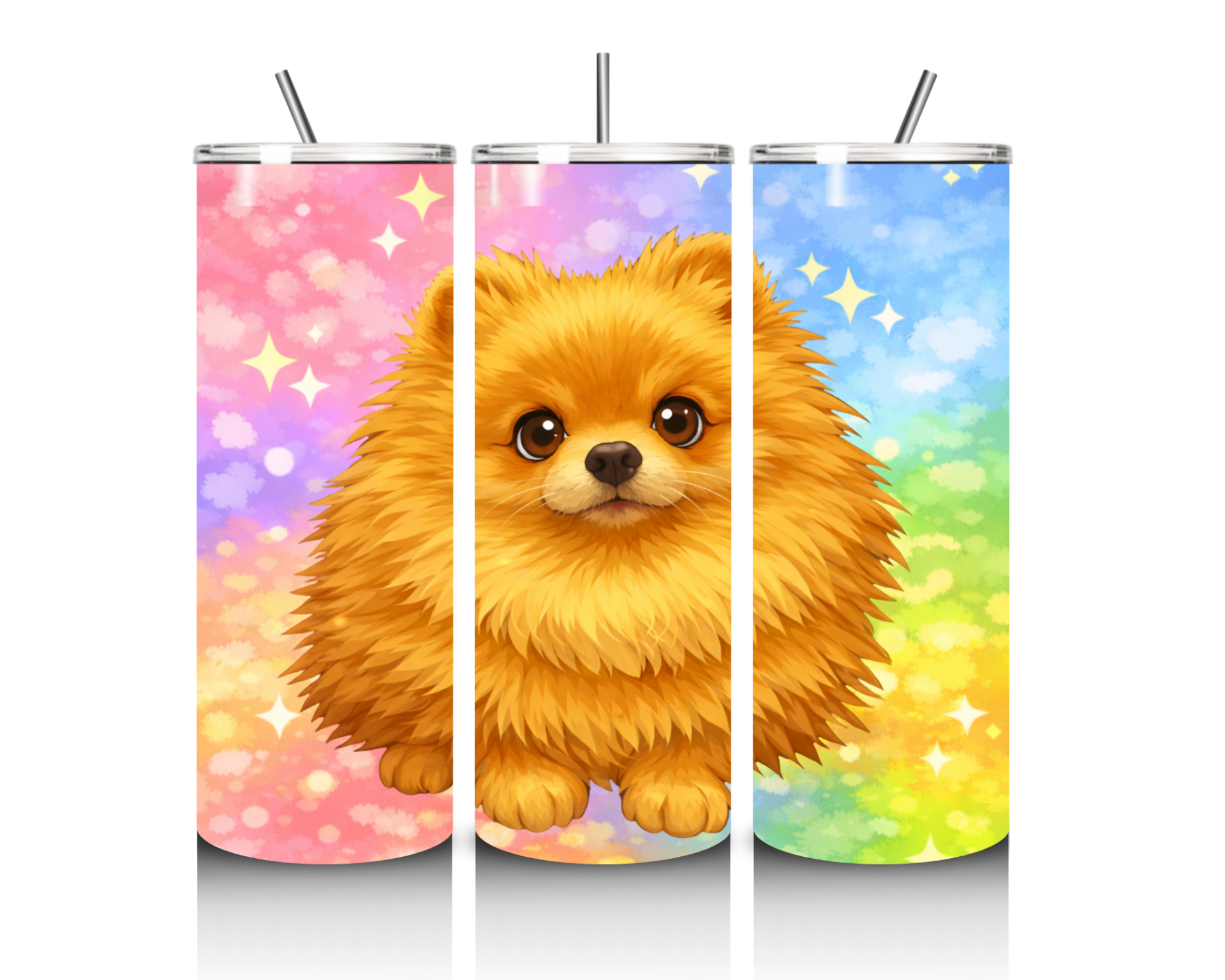 Thermosbeker goud bruine pomeranian / pomeriaan