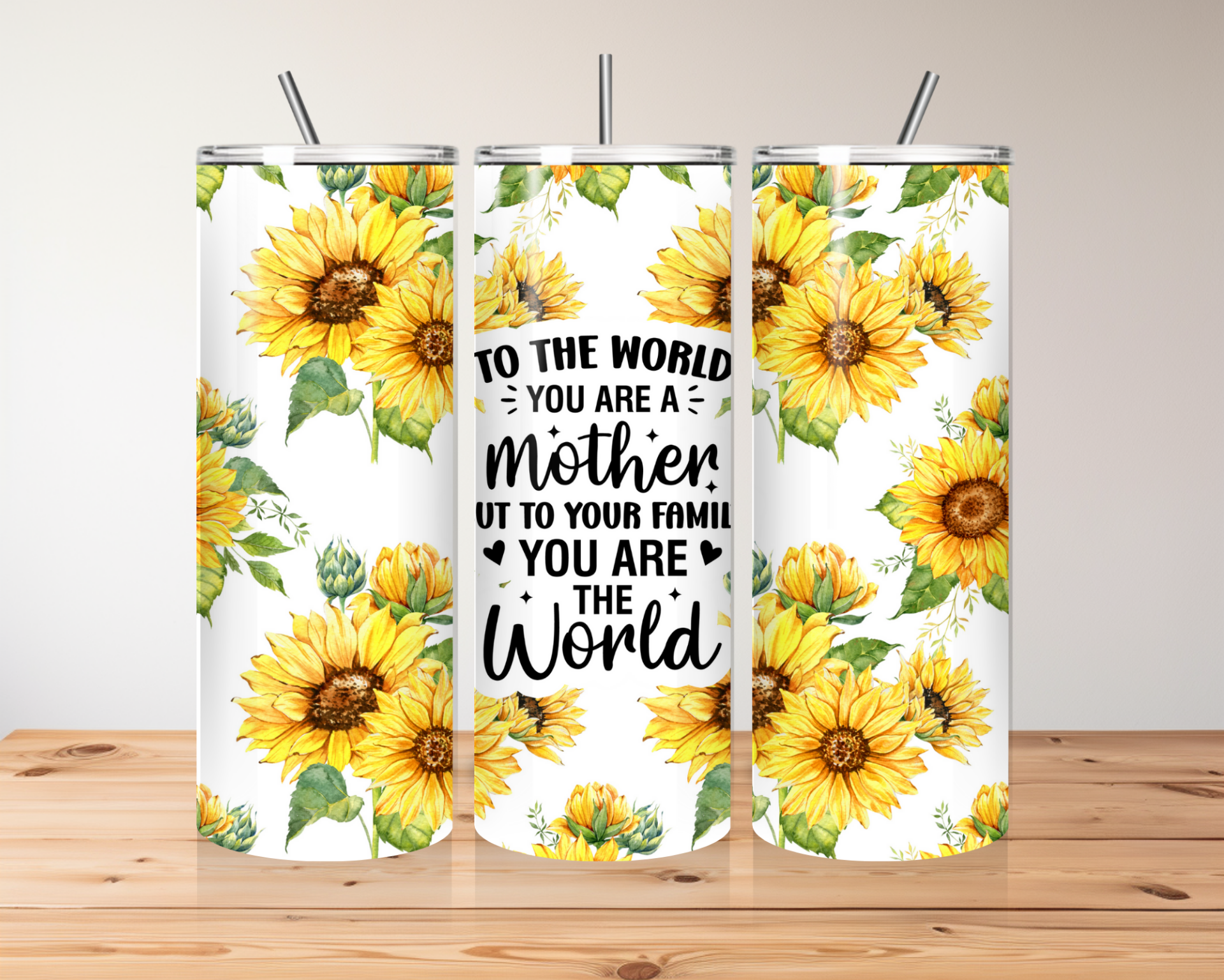 Thermosbeker met zonnenbloemen voor de liefste mama