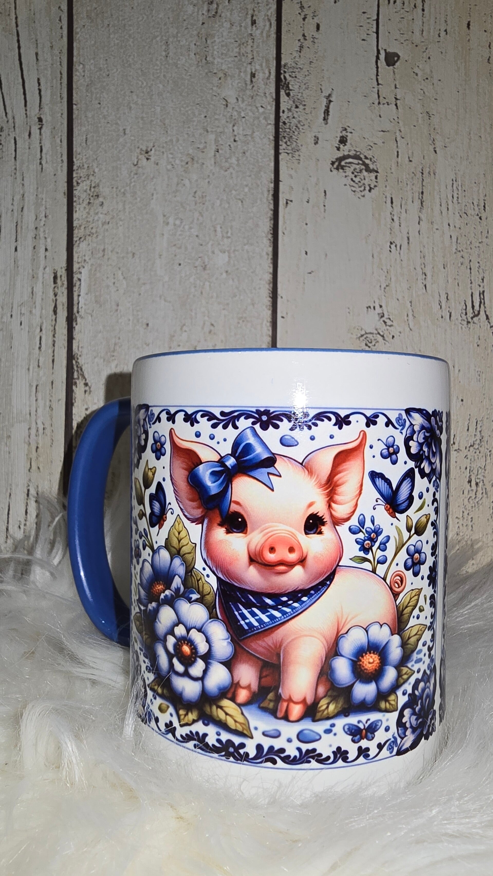 mok, delfts blauw varken