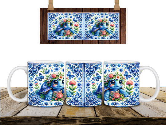 mok, delfts blauw schildpad