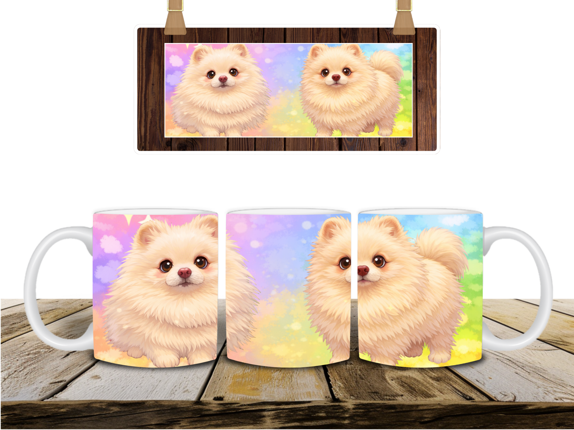 Mok witte pomeranian / pomeriaan