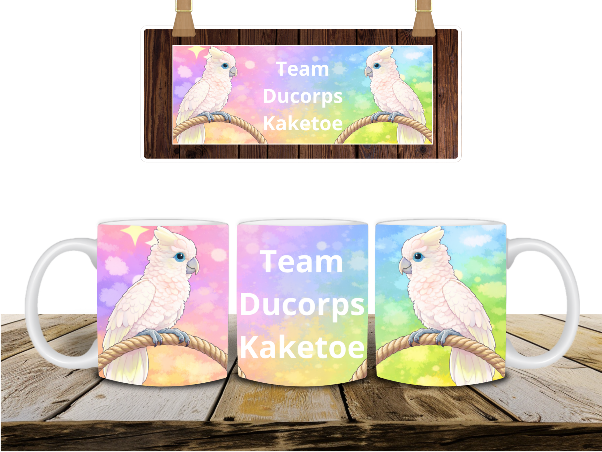 Mok met ducorps kaketoe