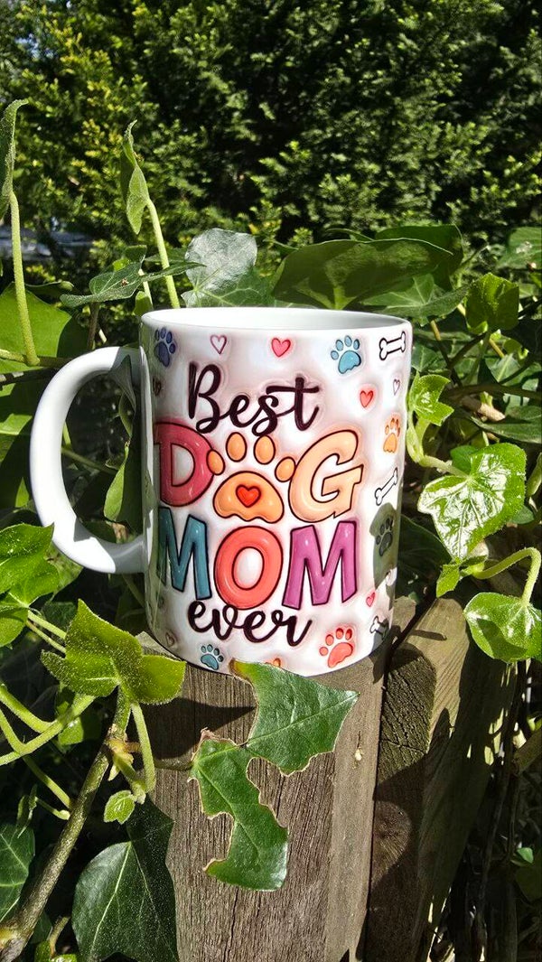 Mok voor een hondenmama. Dogmom. Gepersonaliseerd met namen.