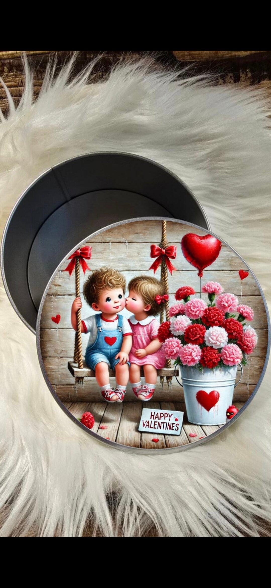 Snoeptrommel, koektrommel, bewaarblik Valentijnsdag