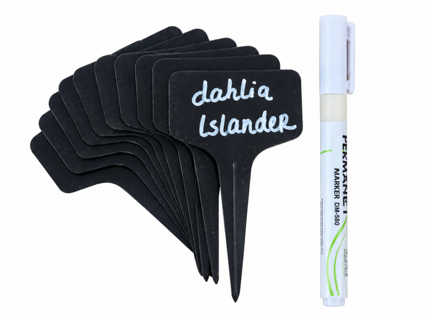 Plantenlabels zwart (10 st. met markerstift)
