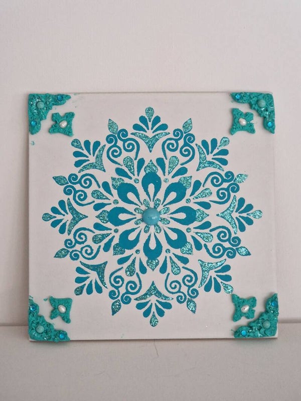 T-1 Tile turquoise flower